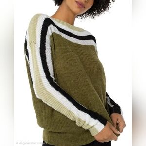 Liverpool Olive and Black Striped Women's Sweater, Sz M. Worn Once!